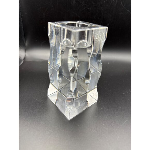 Oleg Cassini 4 Inch Crystal Candlestick Holder Set With Box 1” Candle Opening - Picture 3 of 10